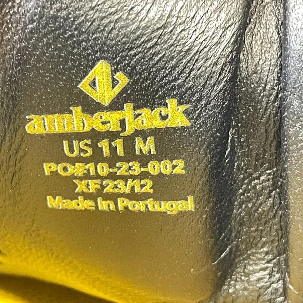 Amberjack The Original Dress Shoes Mens Size 11 M Black Leather Derby Plain Toe